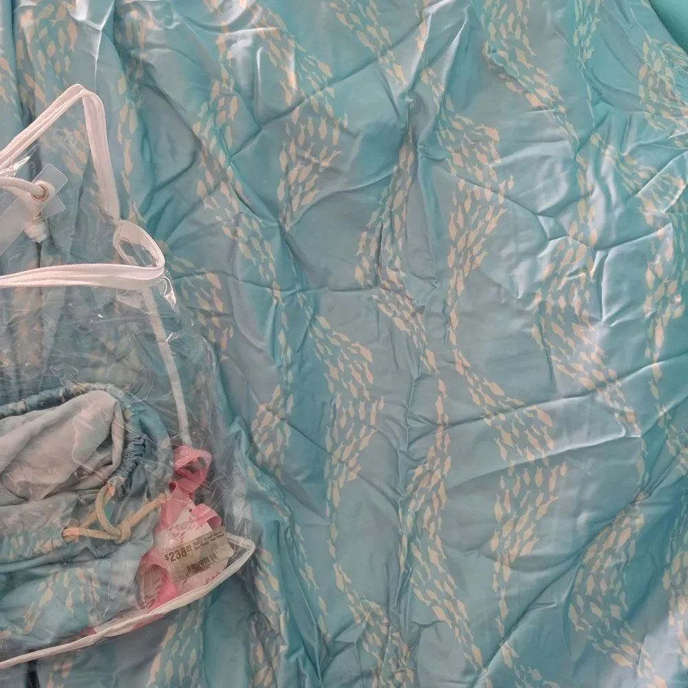 NEW Fighting Eel Queen Fitted Sheet Only Malibu Fish Wave - Blue Bamboo Fabric